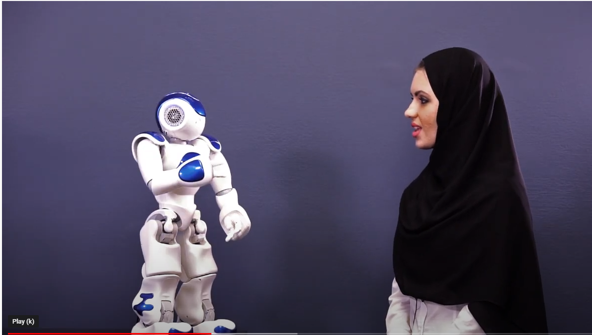 Nadia from Dubai talking to Robot